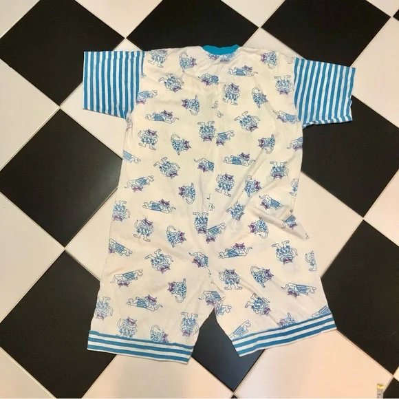 Vintage True Colors Sleepwear AOP All Over Pattern Cat Romper Pajamas size M - Picture 7 of 12